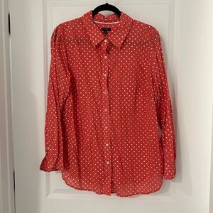 Talbots Orange/Red Polka Dot Shirt